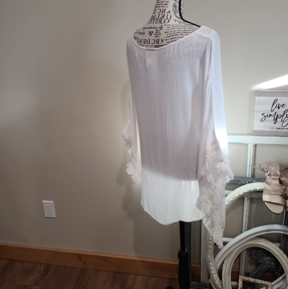 RUBY RD. Womens SZ Med White, Guazy, Crochet top, swimcover, layer piece - Picture 4 of 11